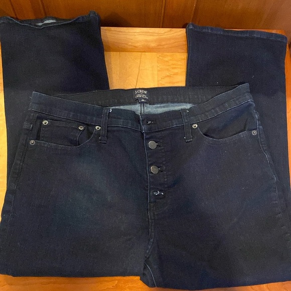 JCREW dark rinse button fly cropped flare jeans size 32 - Picture 1 of 6